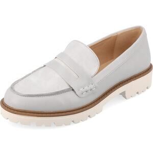 Journee Collection Women Kenly Slip On Penny Loafers Size US 8M Grey Croc Print